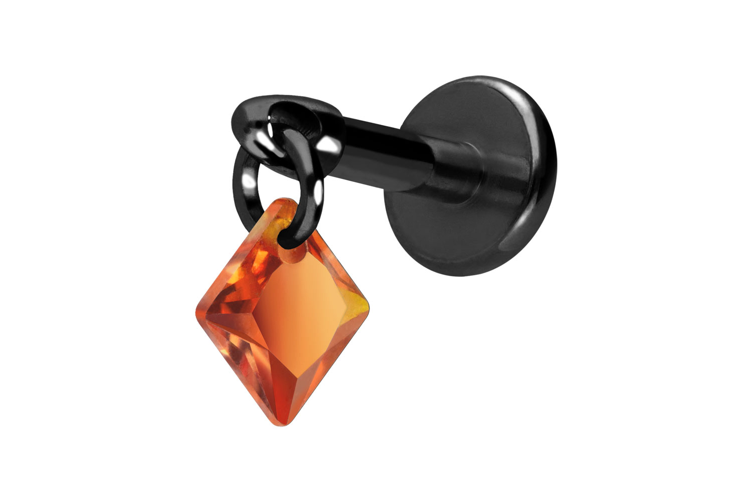 Titan Labret Piercing mit Innengewinde KRISTALLQUADRAT